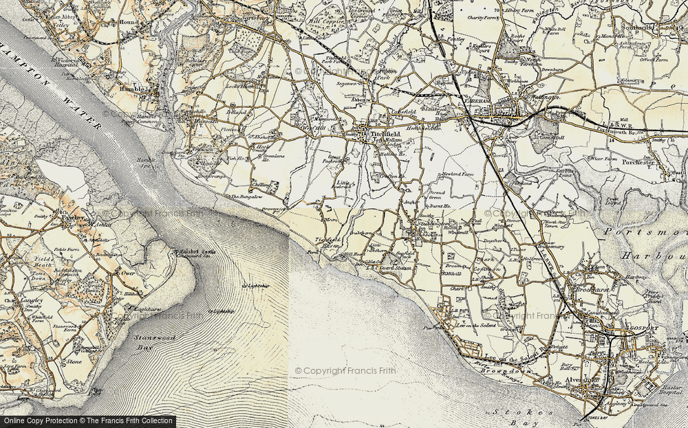 Old Map of Historic Map covering Titchfield Haven in 1897-1899