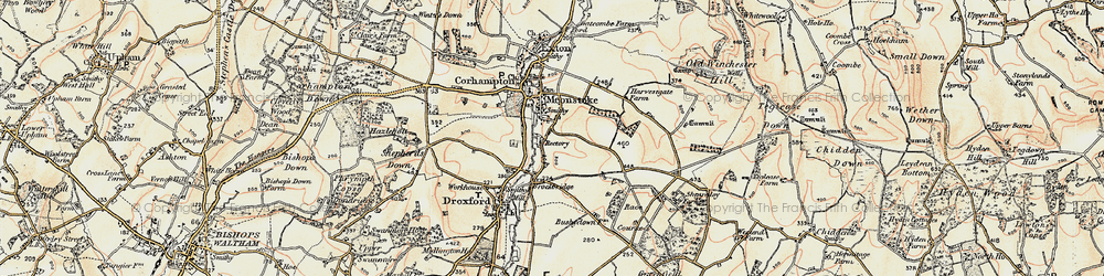 Old map of Meonstoke in 1897-1900