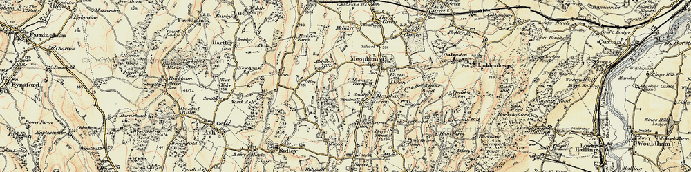 Old map of Meopham Green in 1897-1898
