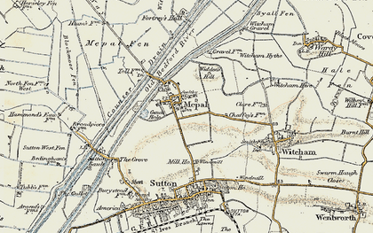Old map of Witcham Meadlands in 1901