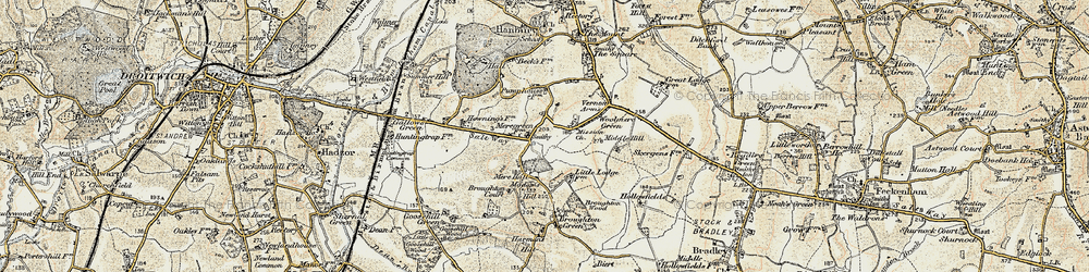 Old map of Mere Green in 1899-1902