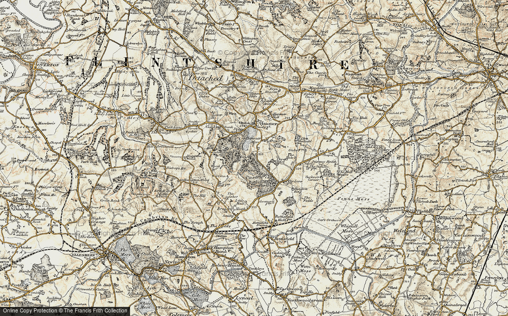 Old Map of Historic Map covering Gredington in 1902