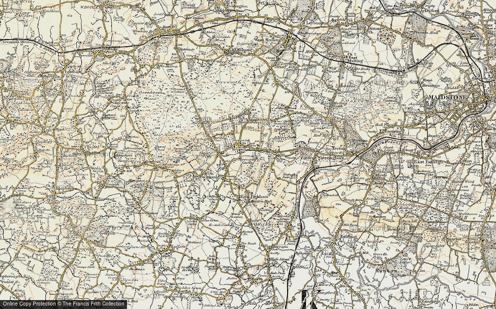 Old Map of Mereworth, 1897-1898 in 1897-1898