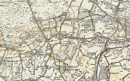 Old map of Mereworth in 1897-1898