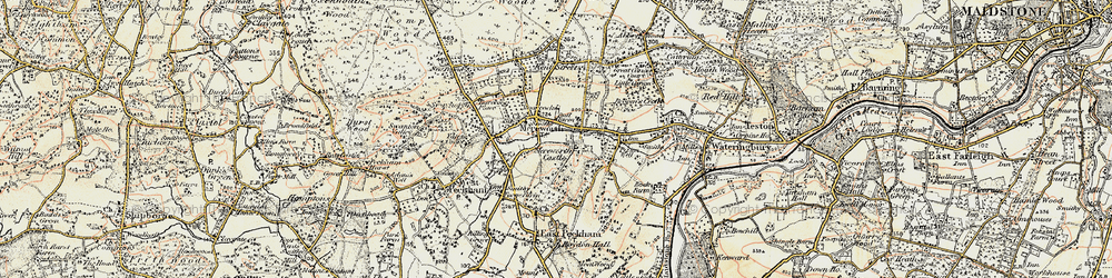 Old map of Mereworth in 1897-1898