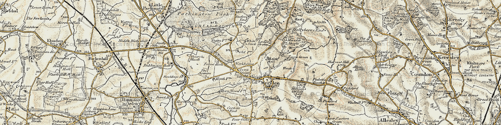 Old map of Meriden in 1901-1902