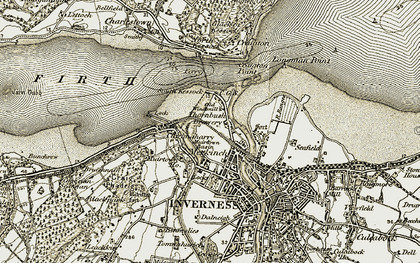 Old map of Merkinch in 1911-1912