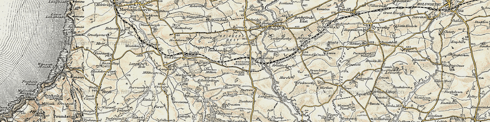 Old map of Langaton in 1900