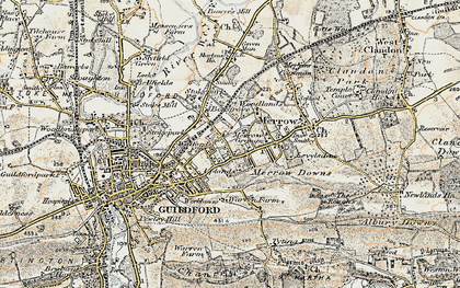 Old map of Merrow in 1898-1909