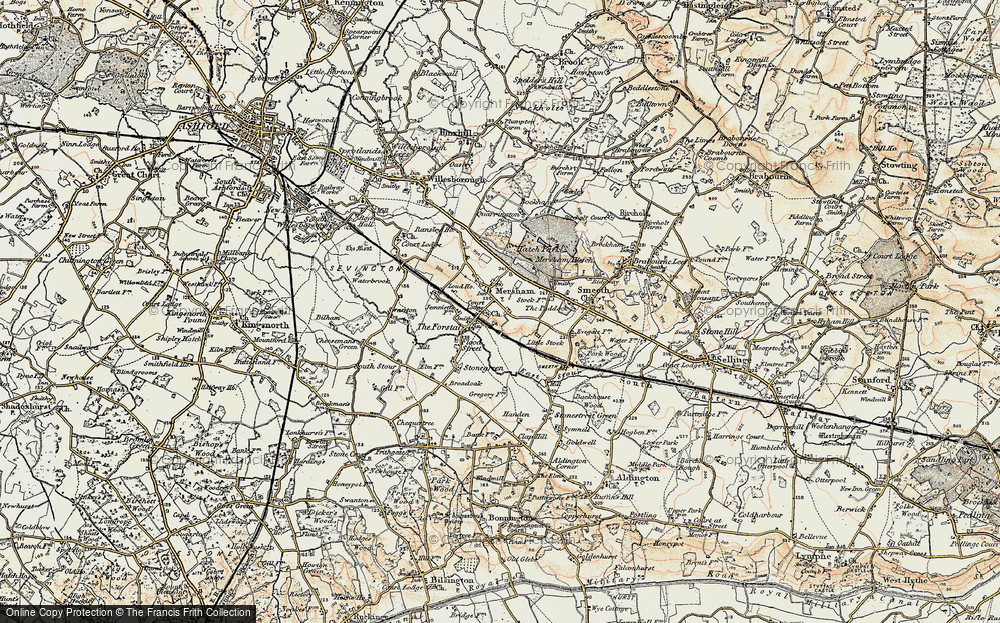 Old Map of Mersham, 1897-1898 in 1897-1898
