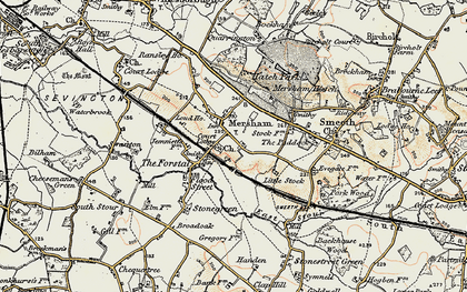 Old map of Mersham in 1897-1898