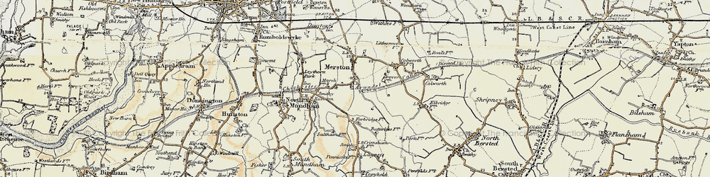 Old map of Merston in 1897-1899