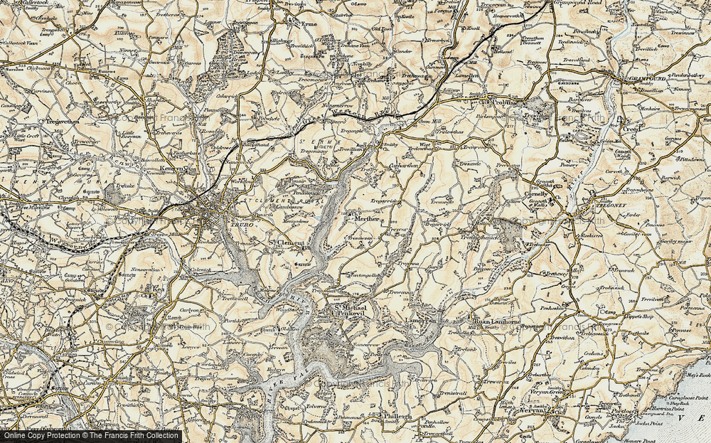 Old Map of Merther, 1900 in 1900