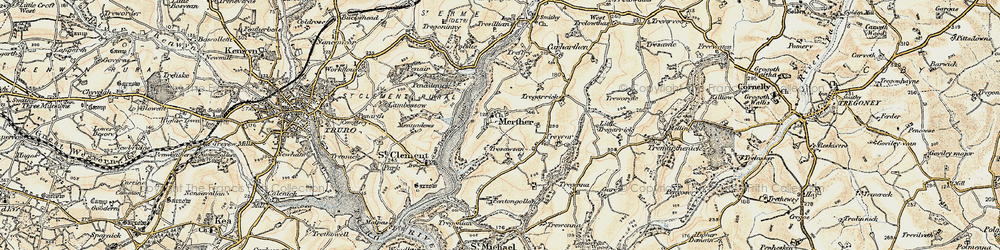 Old map of Merther in 1900