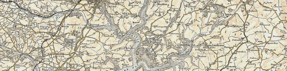 Old map of Merther Lane in 1900