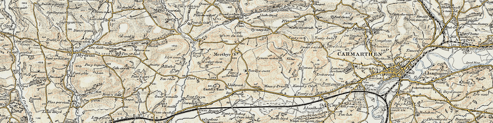 Old map of Merthyr in 1901