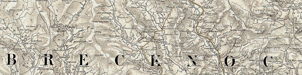 Old map of Merthyr Cynog in 1900-1902
