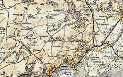 Old map of Merthyr Dyfan in 1899-1900