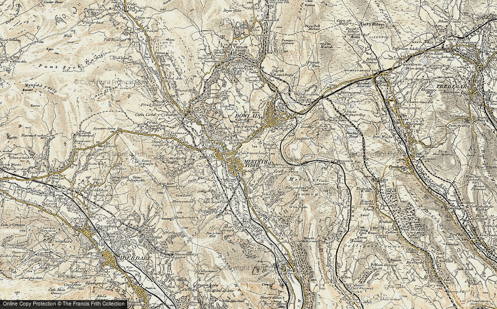 Old Map of Historic Map covering Merthyr Tydfil in 1900