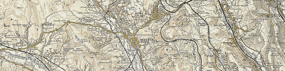 Old map of Merthyr Tydfil in 1900