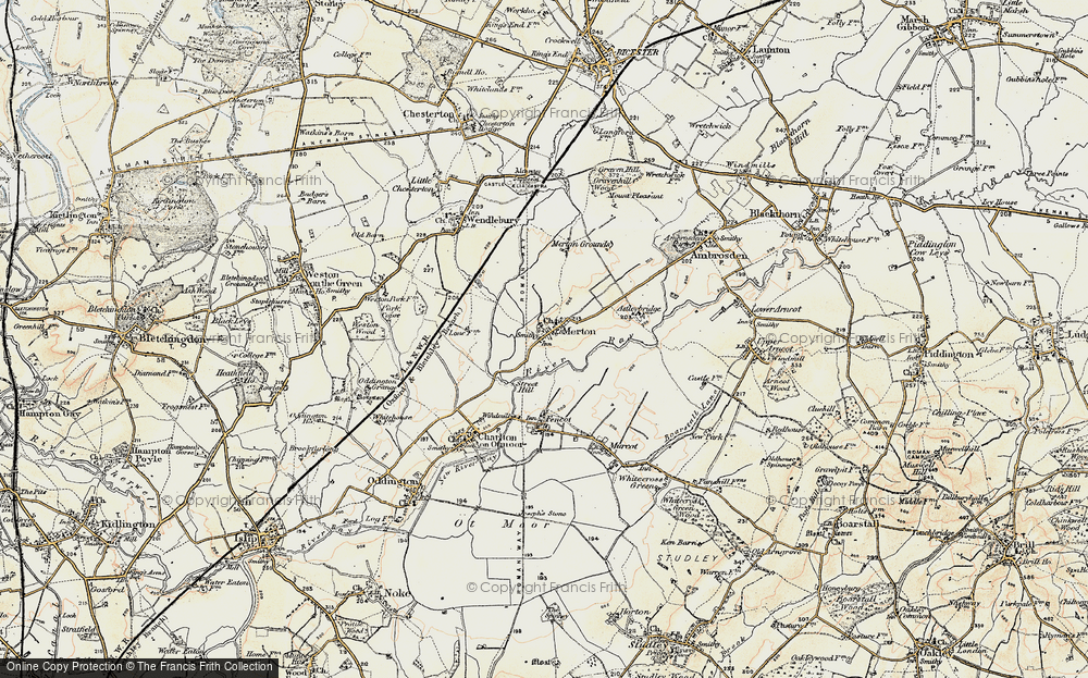 Old Map of Historic Map covering Merton in 1898-1899