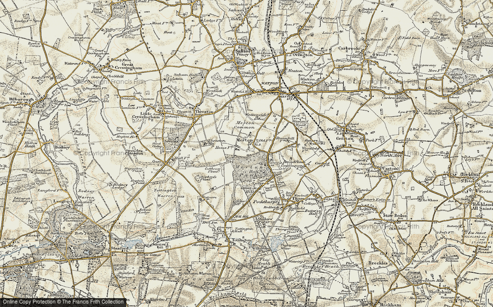 Old Map of Historic Map covering Broadflash in 1901-1902
