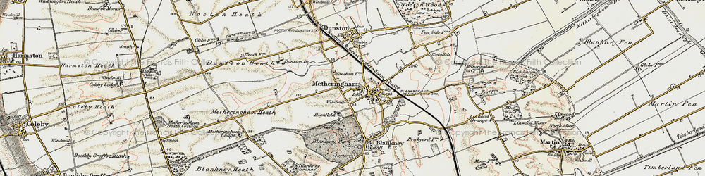 Old map of Metheringham in 1902-1903
