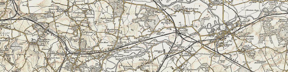 Old map of Methley Lanes in 1903