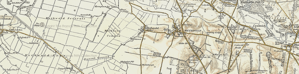 Old map of Methwold Hythe in 1901-1902