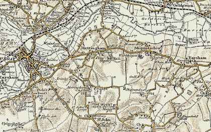 Old map of Mettingham in 1901-1902