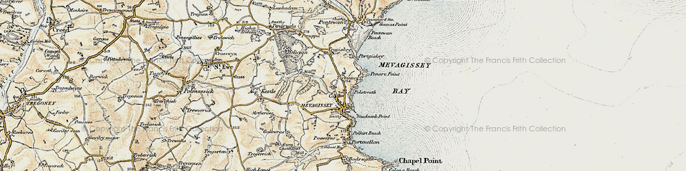 Old map of Mevagissey in 1900