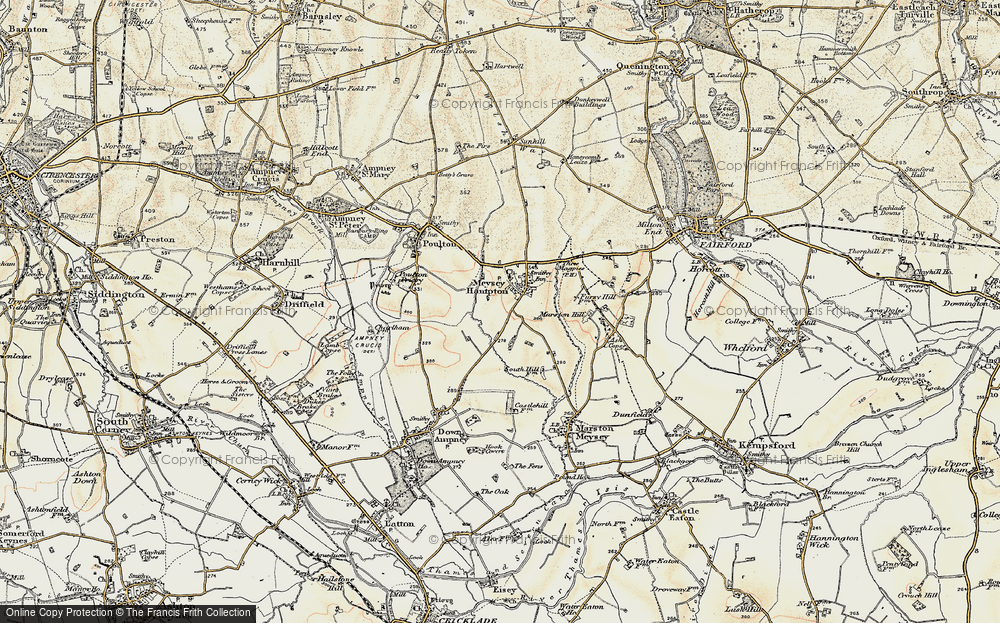 Old Map of Meysey Hampton, 1898-1899 in 1898-1899