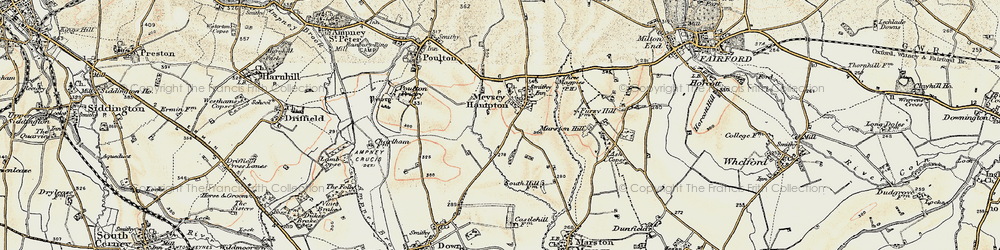 Old map of Meysey Hampton in 1898-1899