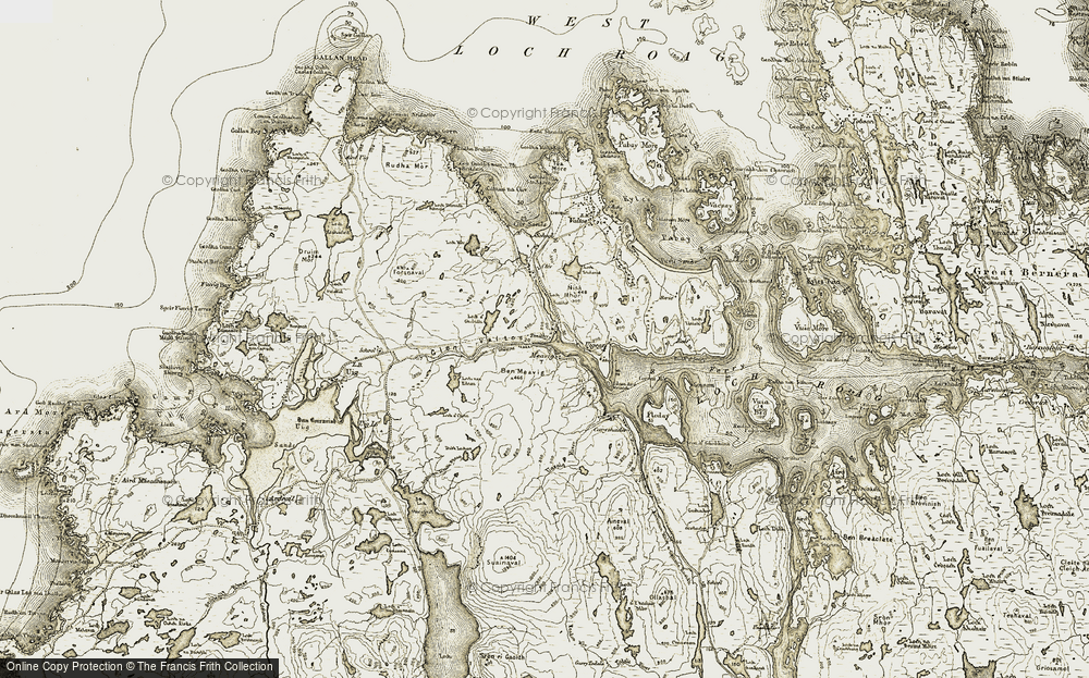 Old Map of Historic Map covering Ben Miavaig in 1911