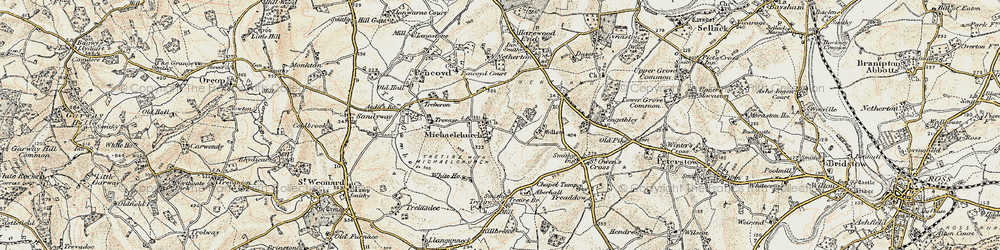 Old map of Michaelchurch in 1899-1900
