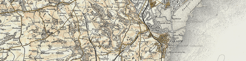 Old map of Michaelston-le-Pit in 1899-1900