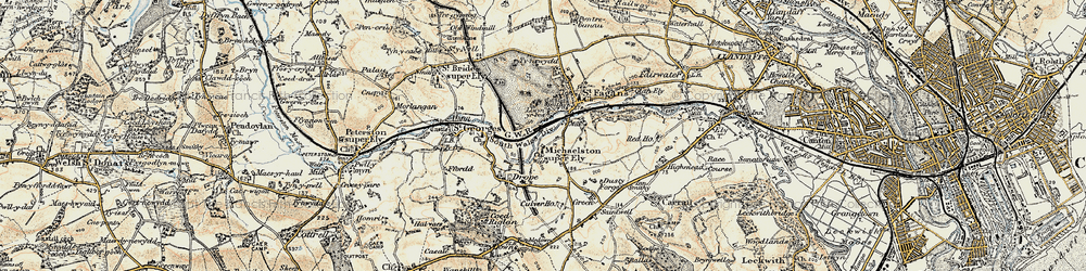 Old map of Michaelston-super-Ely in 1899-1900
