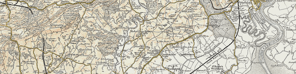 Old map of Michaelston-y-Fedw in 1899-1900