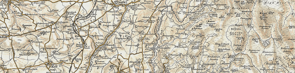 Old map of Michaelstow in 1900