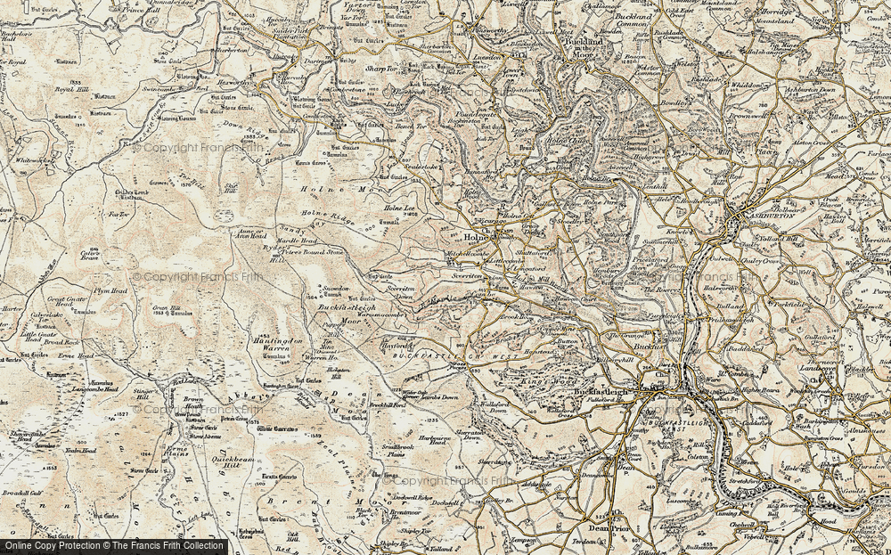 Old Map of Historic Map covering Buckfastleigh Moor in 1899
