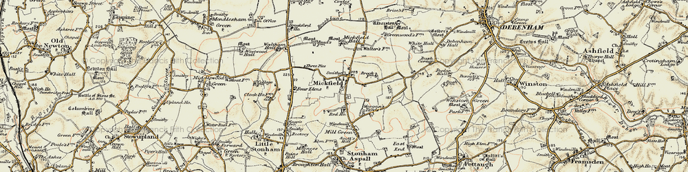 Old map of Mickfield in 1898-1901