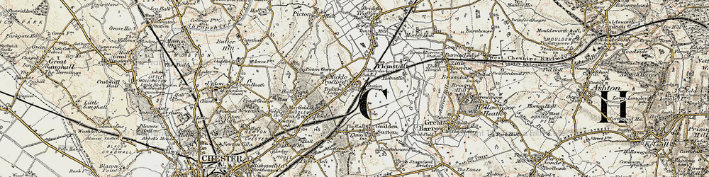 Old map of Mickle Trafford in 1902-1903
