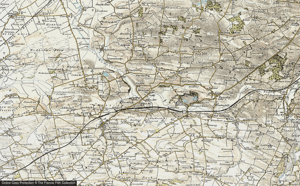 Old Map of Historic Map covering Whinnow Beck in 1901-1904