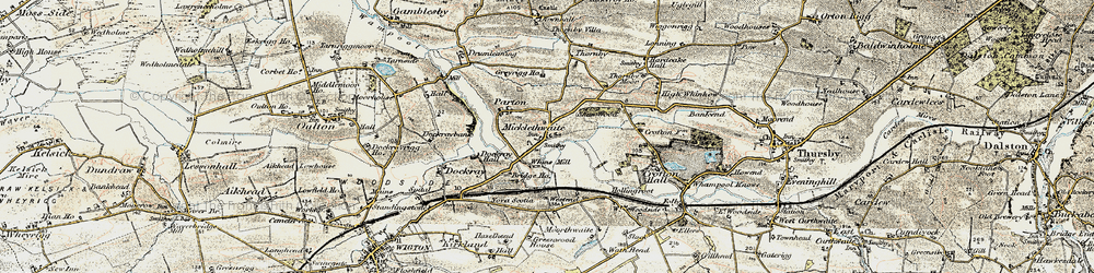 Old map of Whinnow Beck in 1901-1904
