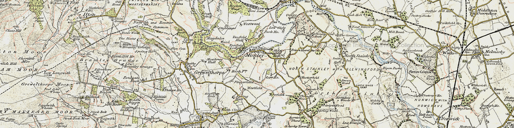 Old map of Mickley in 1903-1904