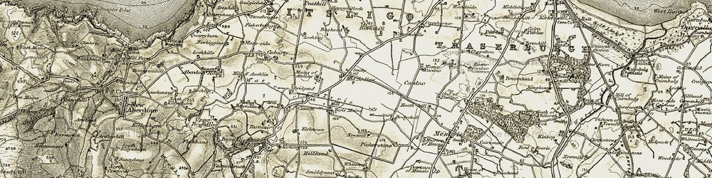 Old map of Whitewell in 1909-1910
