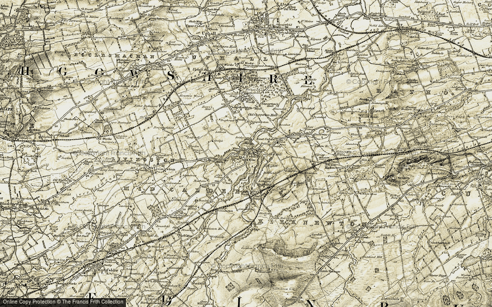 Old Map of Historic Map covering Bridge End in 1904