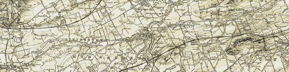 Old map of Mid Calder in 1904