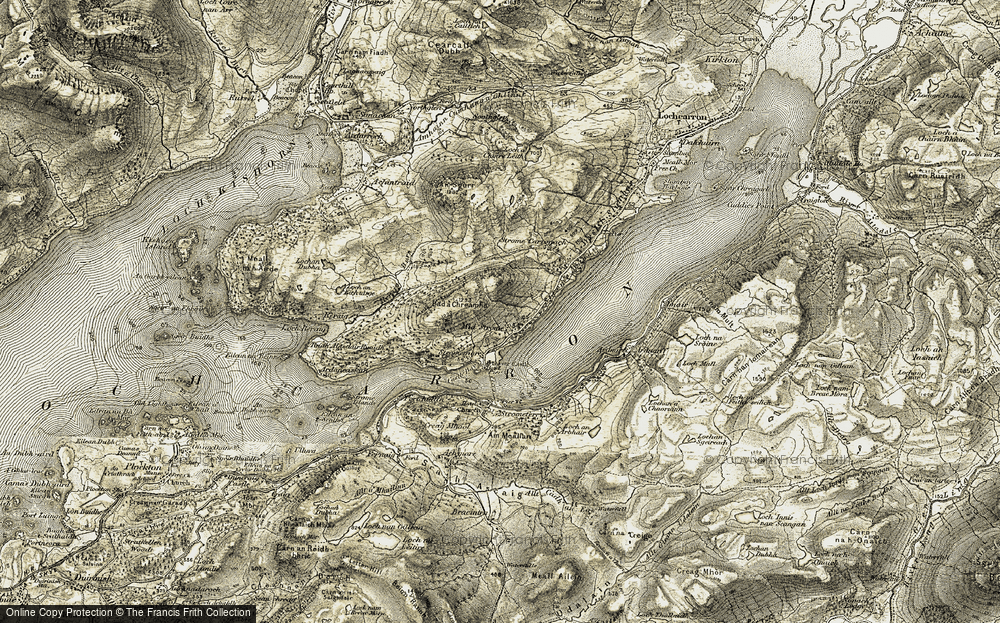 Old Map of Historic Map covering Black Mares Rock, The in 1908-1909