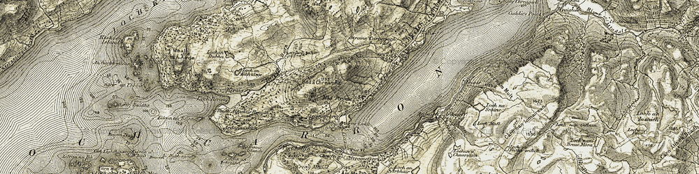 Old map of Black Mares Rock, The in 1908-1909
